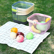 Railnet hand-held picnic basket picnic supplies barbecue grilled net red household vegetable fruits to harvest asphalt basket storage baskets