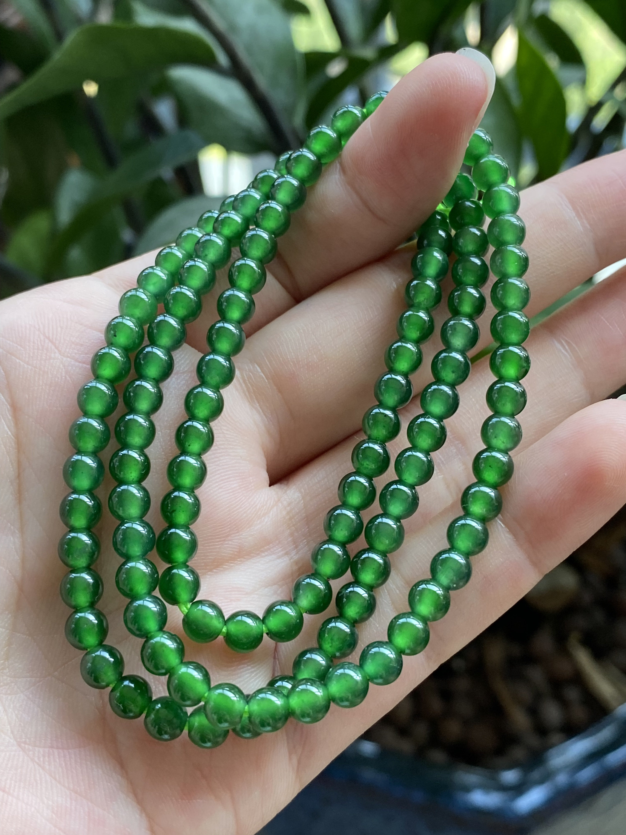 天然a货翡翠高档项链冰透帝王绿辣绿满绿色大卡位珠链多圈手链5mm