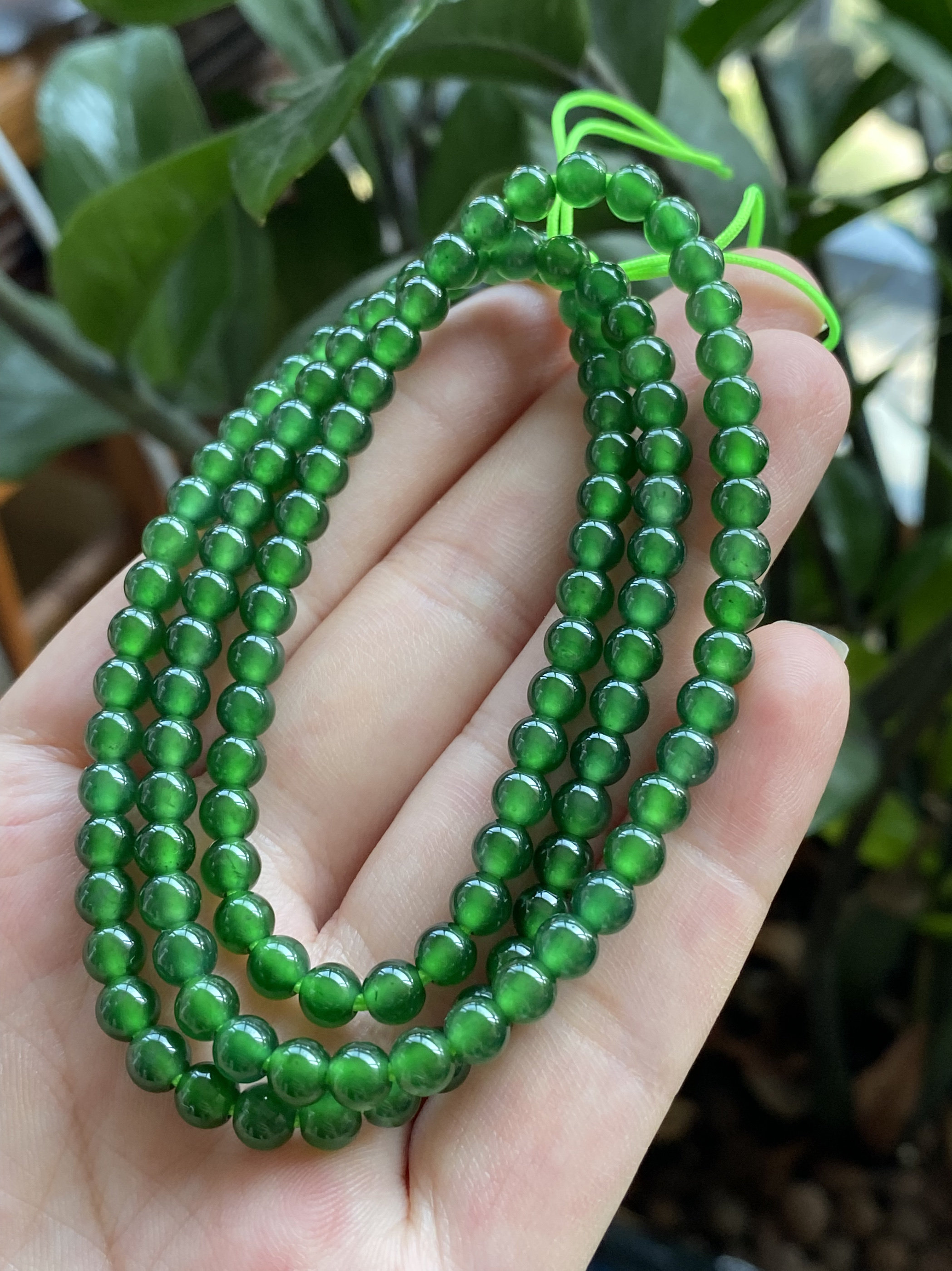 天然a货翡翠高档项链冰透帝王绿辣绿满绿色大卡位珠链多圈手链5mm