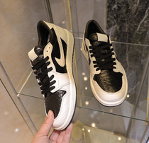 21K custom sneakers custom crocodile python leather AJ1 for leather low helper ball-making shoes yin and yang private customization