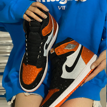 AJ1 high bunch of buckle crushed full drill sneakers to make 21Kcustom sneakers custom private custom black orange wedding shoes