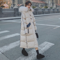 White down padded jacket womens long over the knee 2020 new Korean version loose bread jacket winter thickened padded jacket