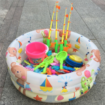 Childrens puzzle fishing toy Pool Set Kitten Magnetic fish Square Kids play water baby fishing 1-3-6 years old