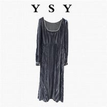 Large-yard fat mm gas square collar design of long sleeved dress autumn new thin air high-end dress