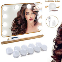 Makeup mirror Bulb mirror headlight makeup mirror led light dresser fill light Bathroom light paste free punch