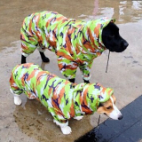 大狗四脚连体迷彩雨衣金毛萨摩宠物全包雨衣