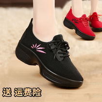 Dance Shoes 2022 Spring Summer Fall New Square Dance Shoes Women Soft Bottom Water Soldiers Dance Black Mesh Surface Breathable Dancing ~