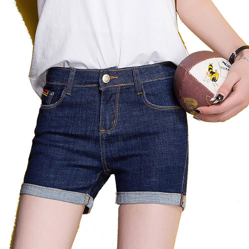 牛仔短裤女夏季高腰卷边韩版学生胖mm潮显瘦修身牛仔热裤半截裤子_7折
