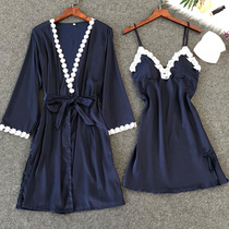 Night dress pajamas Womens summer ice silk sexy hot thin suspenders private extreme temptation nightgown spring and autumn two-piece set