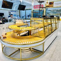 New stainless steel titanium-plated bread display cabinet cake model Mid-Island cabinet side cabinet display rack baking equipment customization