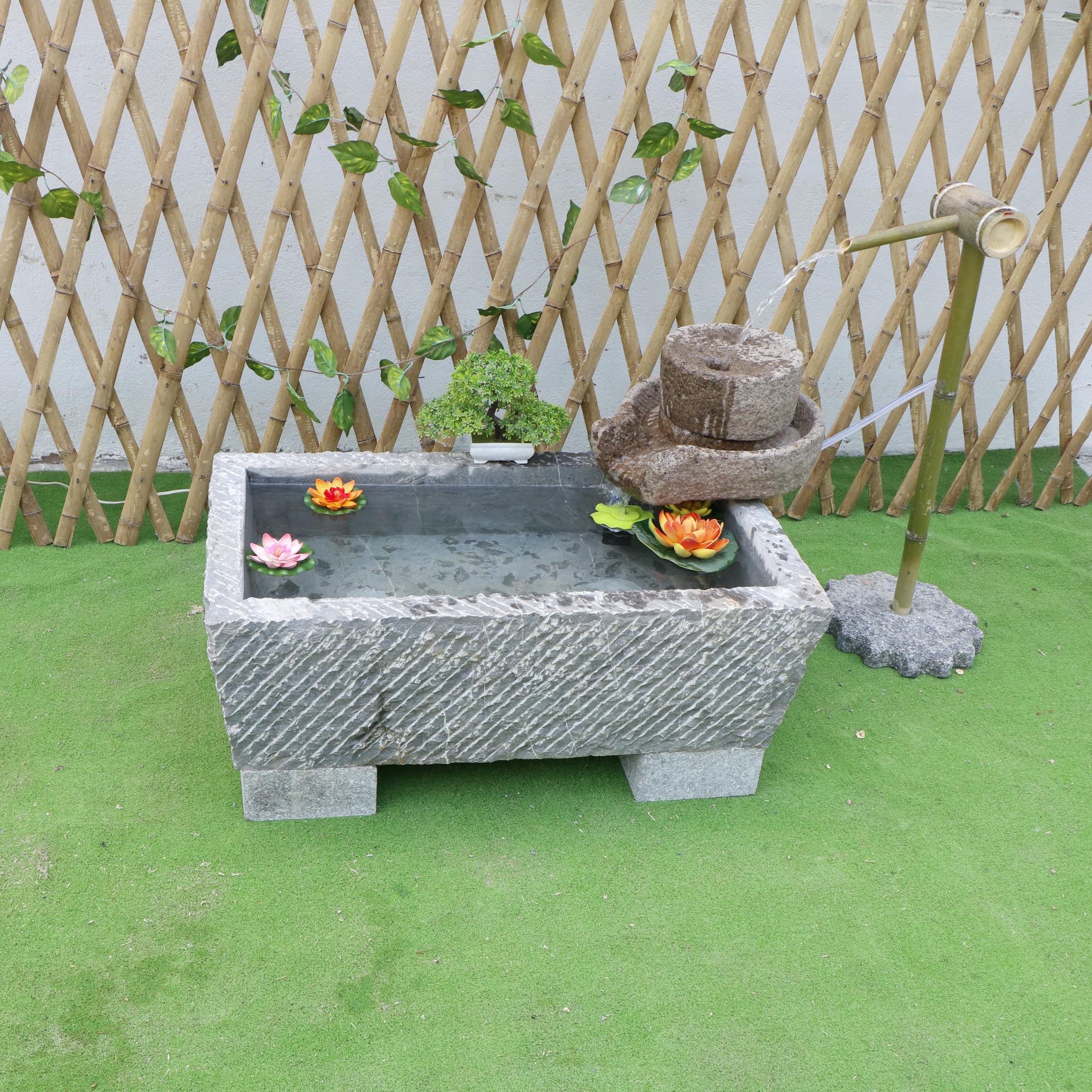 岭亿雕塑石槽流水老石槽流水摆件石槽流水鱼缸价格厂家直销