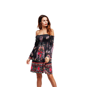 European and American style printing new one-shoulder dress female