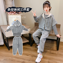 Girl Fried Street Fashion Suit 2020 New Children Spring Autumn Sports Clothes Trendy Girls Net Red three sets