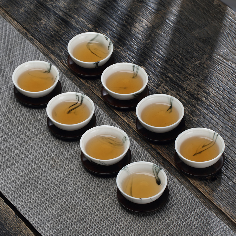 TaoMingTang hand - made kung fu tea set suit household contracted jade porcelain ceramic dehua white porcelain tea set. A complete set of tea cups