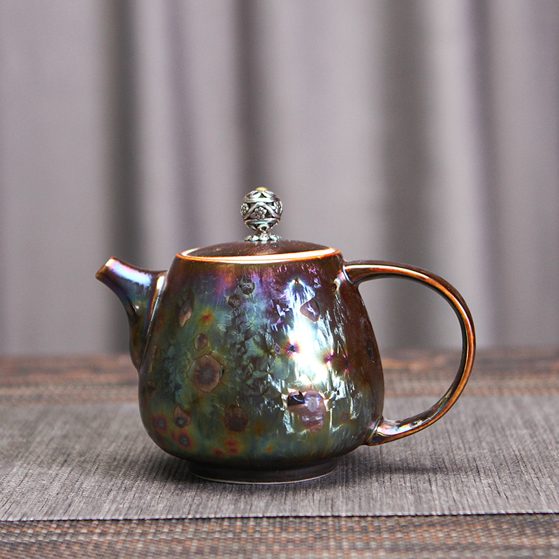 TaoMingTang colorful peacocks glaze built lamp that kung fu tea set home a whole set of red glaze ceramic teapot teacup