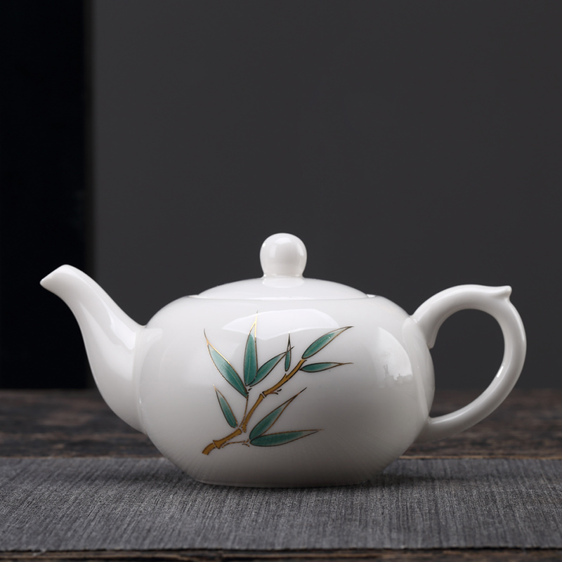 TaoMingTang kung fu tea sets hand - made white porcelain household creative kung fu tea teapot teacup of a complete set of coloured drawing or pattern