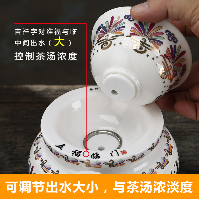 TaoMingTang tea set ceramic household white porcelain colorful xiang ding kung fu tea sets creative lazy people make tea device automatically