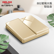 Dresy tempered glass mirror switch socket large panel without frame gold champagne gold glass face CD881
