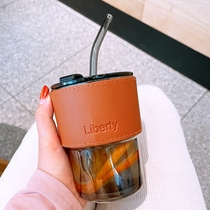 Net red Jane Joins Wind Home with cover glass Cup with straw Girls high face value office Coffee water mug