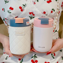 Small fragrant wind insulated cup lady upscale with straw inclinable water glass student small with scale high face value mug