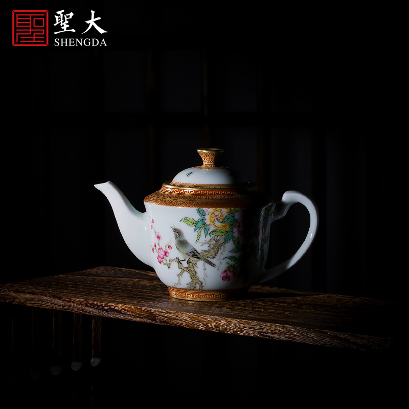 St large ceramic kung fu tea pot full manual alum red paint powder enamel palace DengHu teapot of jingdezhen tea service