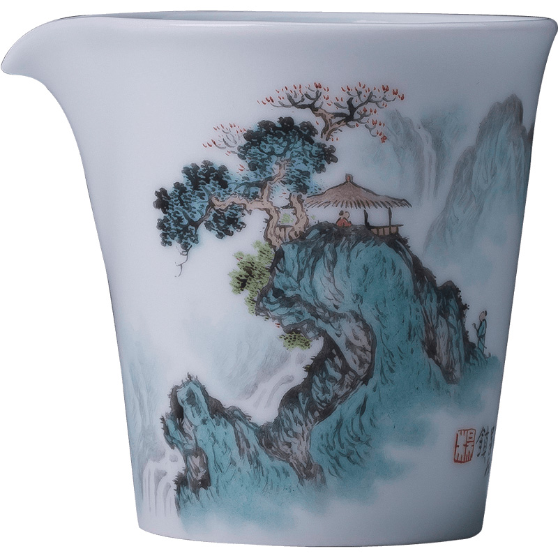 Holy big ceramic fair keller hand - made of new color landscape cool breeze flowing spring tea sea of jingdezhen tea service points
