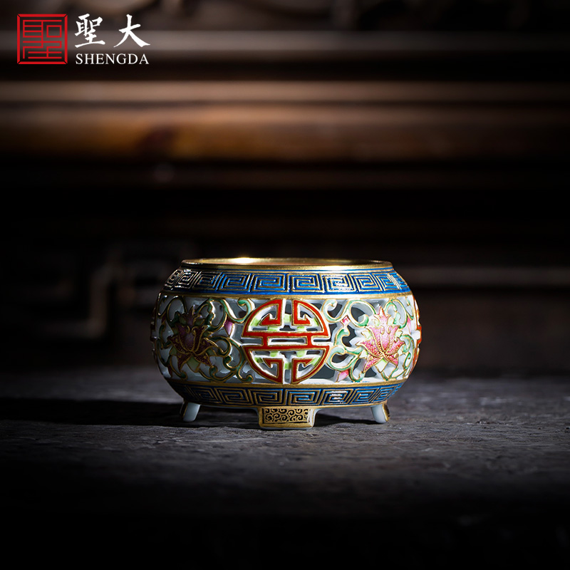 Holy big ceramic cover set hand colored enamel paint engraved look live over cover all hand of jingdezhen tea service