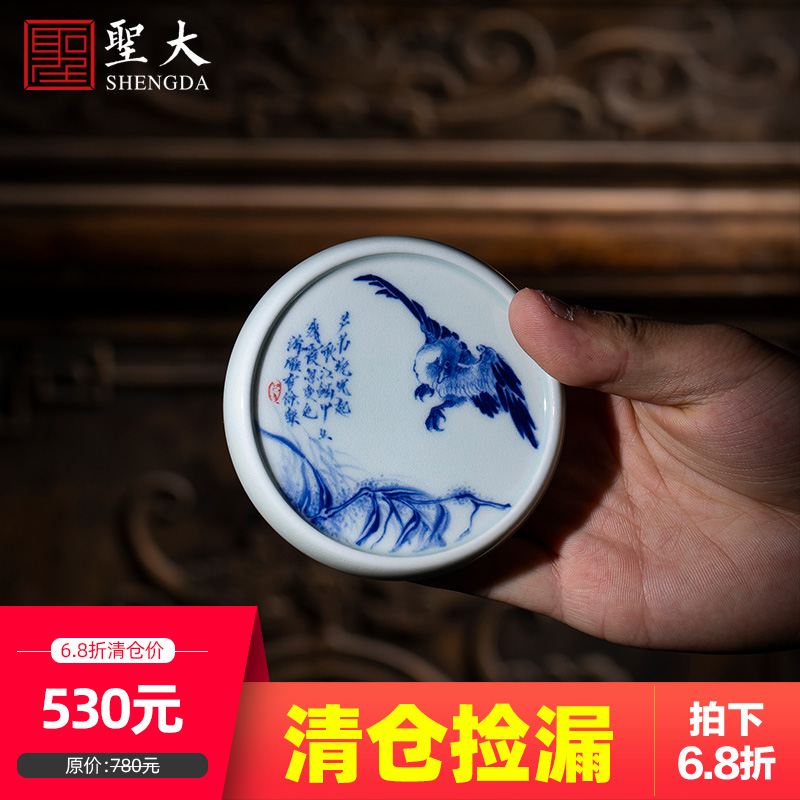 Holy big ceramic cover buy blue and white LuYan hand - made maintain cover all hand jingdezhen kung fu tea accessories cover holder frame