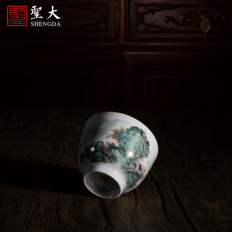 Santa jingdezhen ceramic new see colour "jiangnan clear autumn" master cup pure manual hand - made ceramic tea set sample tea cup