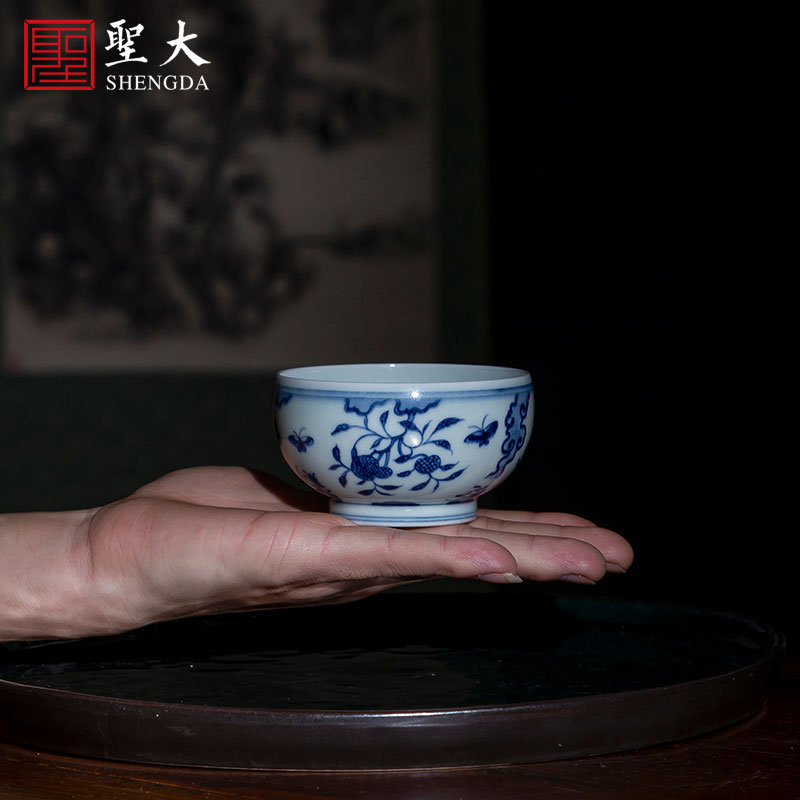 Santa teacups hand - made ceramic kung fu about blue and white flower butterfly tattoo meditation cup sample tea cup manual of jingdezhen tea service