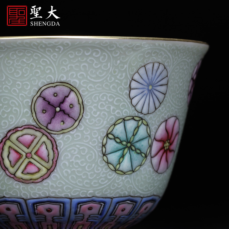 The large ceramic three tureen colored enamel reactor white grass ball pattern without tureen jingdezhen tea by hand