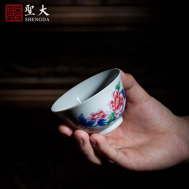 Santa teacups hand - made porcelain dou pastel peony butterfly ceramic kung fu masters cup sample tea cup of jingdezhen tea service