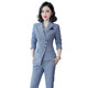 Shi Luya blue plaid suit suit female spring and autumn long-sleeved fashion lady temperament goddess fan president suit trousers Shi Luya blue plaid suit suit female spring and autumn long-sleeved fashion lady temperament goddess fan president suit trousers