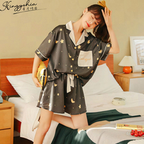 Silk pajamas haute couture womens thin 2022 new summer ice silk fashionable housewear set