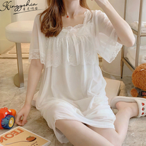 Modal Nightdress Summer Girl Pure Lust Lace 2022 New Thin Sexy Sweet Princess Style Pajamas Woman