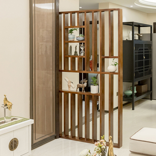 新中式简约实木屏风玄关客厅隔断现代简约实木座屏格栅客厅背景墙