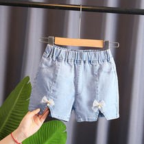 Ultra-Valued Girl Jeans Shorts Summer New Thin embroidery CUHK Childrens wool side hot pants Ocean air 100 hitch