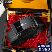 Armani belt mens leather luxury counter high-end business fashion brand automatic buckle inner buckle belt