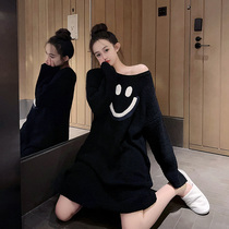 Smiling face coral fleece nightdress womens winter loose pajamas new plus velvet net red large size pregnant women home service spring and autumn