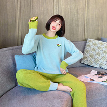 Cute pajamas autumn and winter women coral velvet net red pop style 2020 Korean version of ins flannel home suit winter