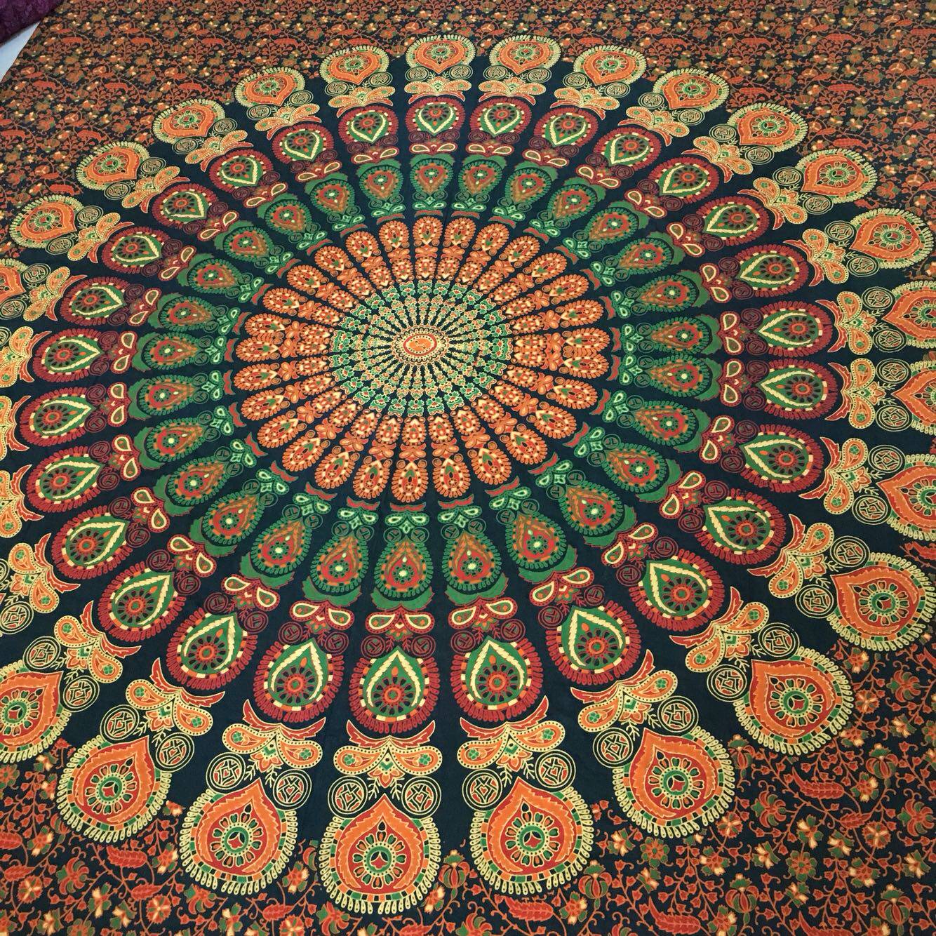 印度民族风挂布曼达拉挂毯印度进口大号床单桌布壁挂 曼达拉挂毯