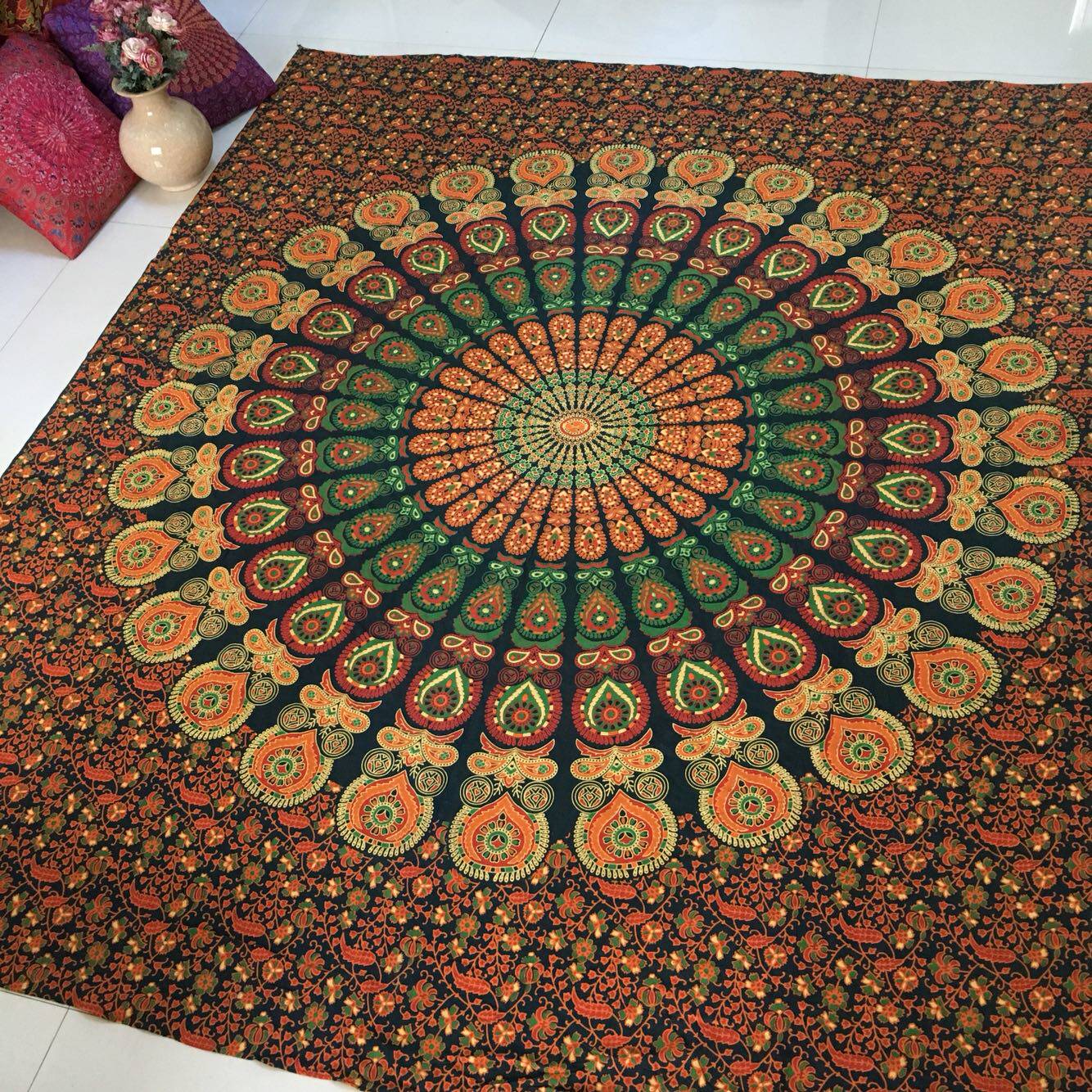 印度民族风挂布曼达拉挂毯印度进口大号床单桌布壁挂 曼达拉挂毯