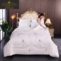 Guiran Summer silk quilted by air conditioning by double natural mulberry silk full cotton warm winter quilt with solid quilt Dormitory