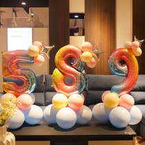 Balloon digital small column Baby birthday hundred day banquet decoration Floor-to-ceiling layout 32 inch gradient color