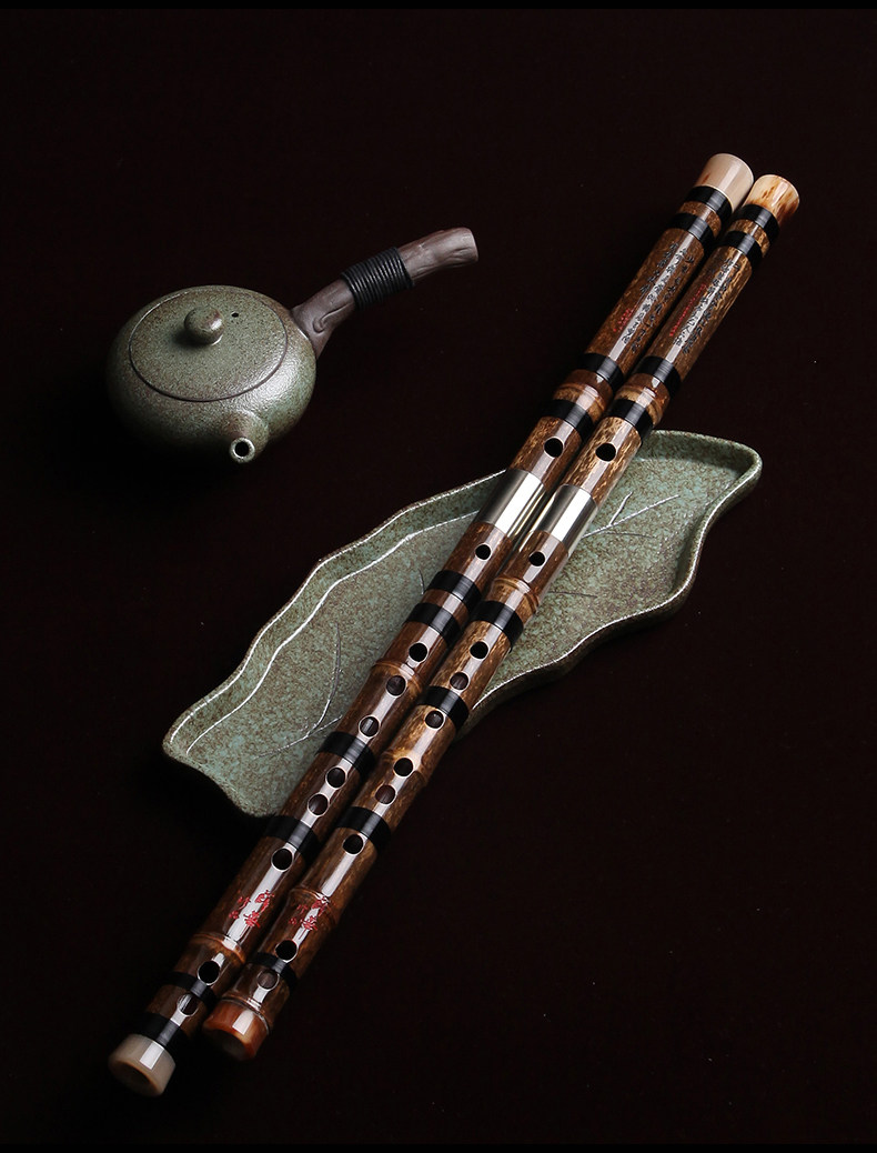 薛华手工珍品紫竹笛舞台演奏笛双插白铜紫竹演奏笛笛子乐器珍藏笛