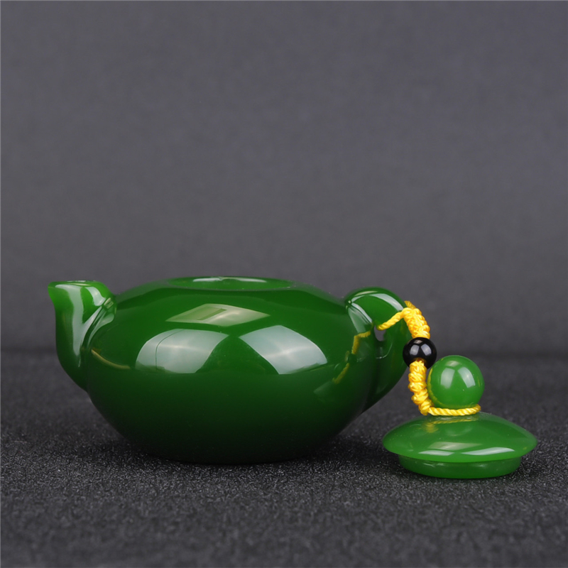 jade jade jadeware xinjiang hetian jade jasper hand pot with spinach green jasper pot hand play piece water jug ​​small