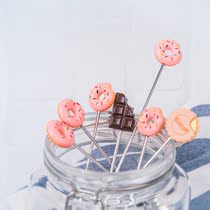 Japanese elfin donut dessert spoon creative cute milk tea coffee mixing stick spoon stainless steel long handle set