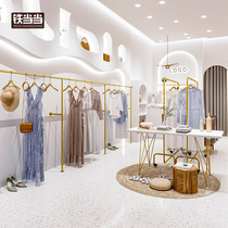 Clothing Store Display Rack Upper Wall Brief Modern Gold Hung Hanger Upscale Wall-mounted Shelf Womens Clothing Store Display Shelf
