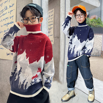 Boys turtleneck sweater winter 2021 New Chinese big boy winter bottoming sweater thickened foreign boy fried Street