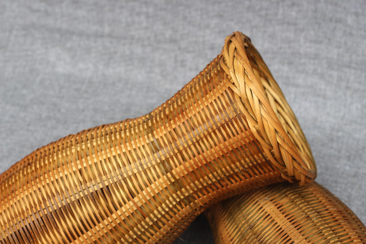 手工编织竹编鱼篓竹制品舞台道具小背篓装饰竹编可做竹编花瓶灯罩_双